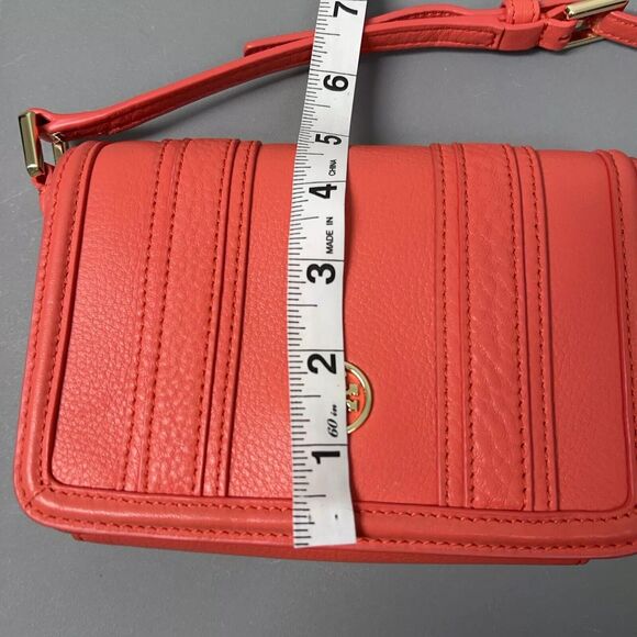 TORY BURCH Landon Crossbody Bag Small Brick Red Leather Flap Adjustable Strap - Picture 15 of 16